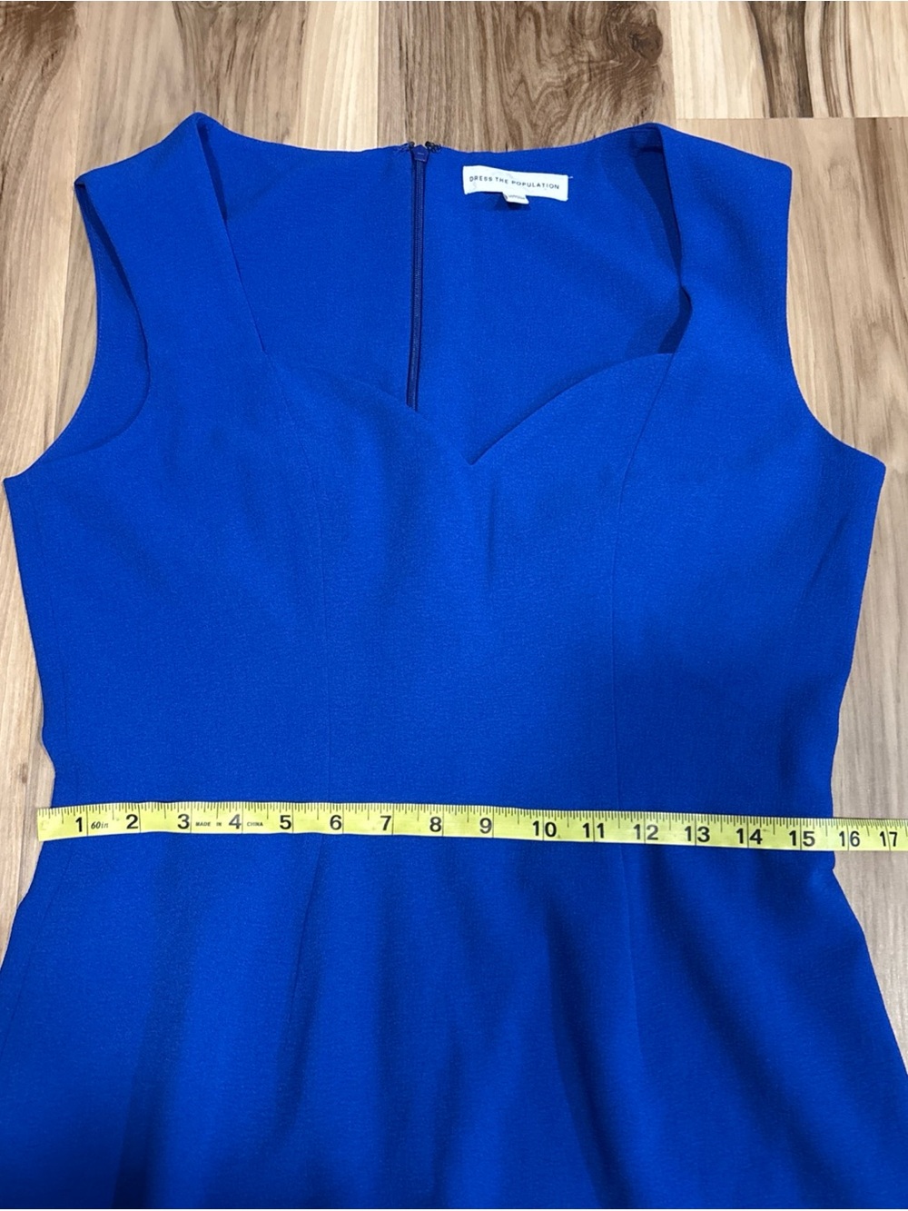 NEW Dress The Population Elle Sweetheart Neck Sheath Midi Dress Size L Blue - Picture 6 of 11